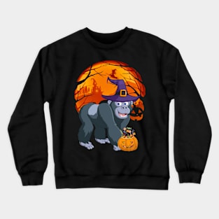 Gorilla pumpkin witch Crewneck Sweatshirt
